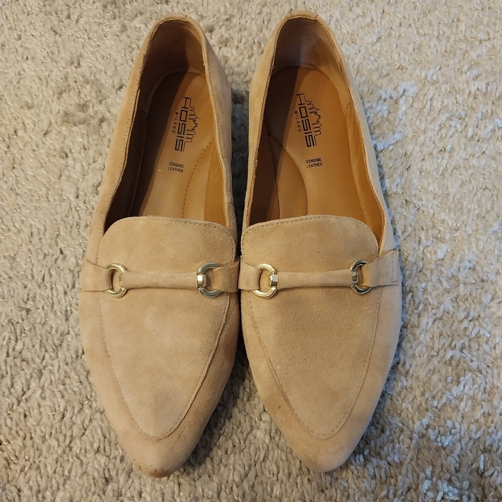 Hosis Tan Suede Loafers for Women